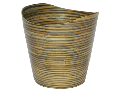 Round bamboo trash bin